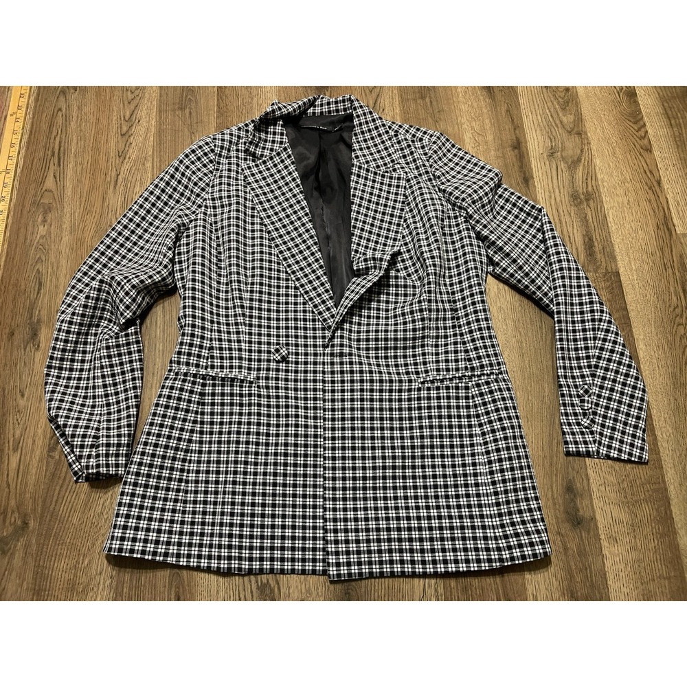 Doe & Rae Jacket, Women's Size Small, Black White, Plaid, Buttons Blazer